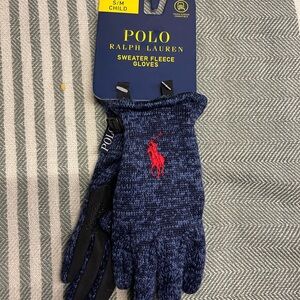 Polo‎ by Ralph Lauren Navy Knit Fleece Gloves NEW